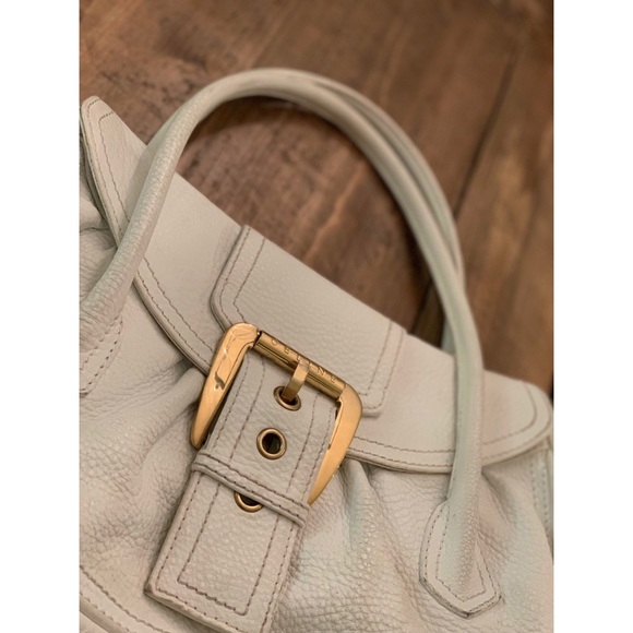 Celine Pebbled Satchel Purse Handbag WHITE CE00/15 - Picture 4 of 16
